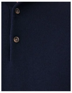 GAZMAN Merino Knit Polo in Navy
