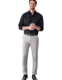 GAZMAN Non-Iron Dobby Plain Long Sleeve Shirt in Black