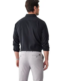 GAZMAN Non-Iron Dobby Plain Long Sleeve Shirt in Black