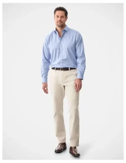 Gazman Non-Iron Micro Check Long Sleeve Shirt Blue