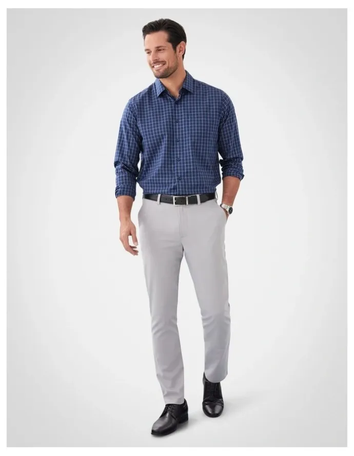 GAZMAN Non-Iron Modern Chino Pants in Grey