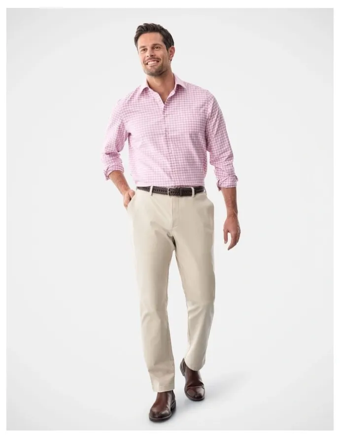 Gazman Non-Iron Twill Check Long Sleeve Shirt Berry