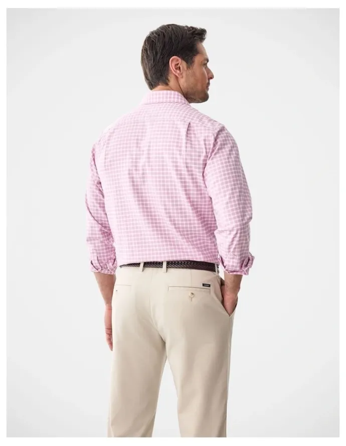 Gazman Non-Iron Twill Check Long Sleeve Shirt Berry