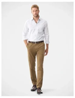 Gazman Non-Iron Twill Check Long Sleeve Shirt White