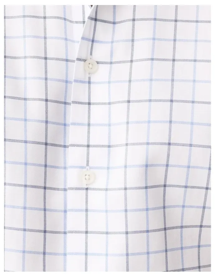 Gazman Non-Iron Twill Check Long Sleeve Shirt White