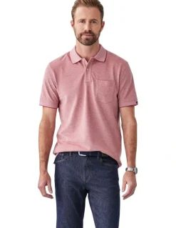 GAZMAN Oxford Pocket Polo Shirt in Red