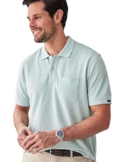 GAZMAN Oxford Pocket Polo Shirt in Sage