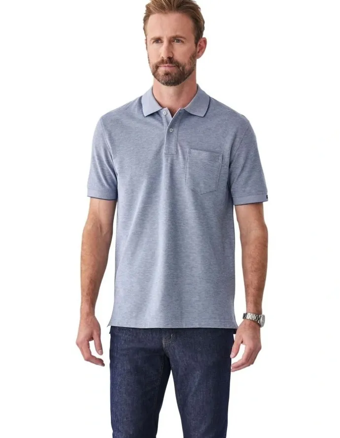 GAZMAN Oxford Pocket Polo Shirt in Navy
