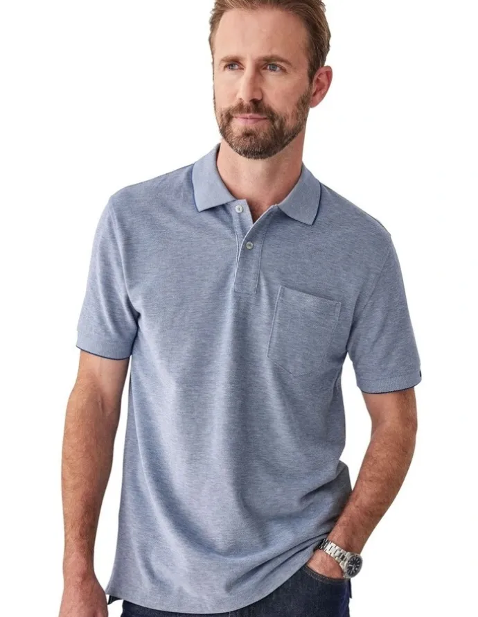 GAZMAN Oxford Pocket Polo Shirt in Navy