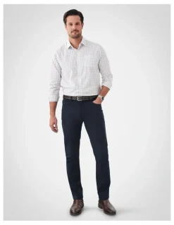 GAZMAN Stretch Bedford Cord Trouser in Navy