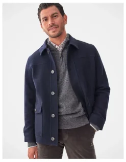 GAZMAN Wool Button Front Jacket in Navy