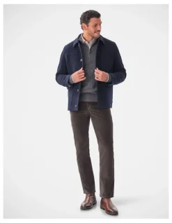 GAZMAN Wool Button Front Jacket in Navy