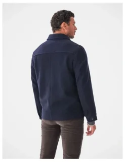GAZMAN Wool Button Front Jacket in Navy