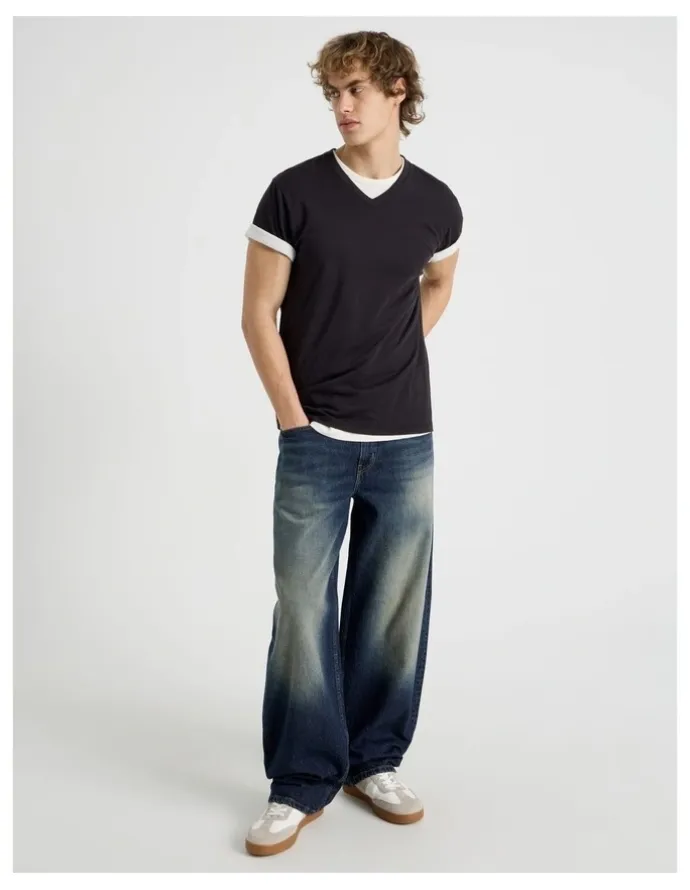 GRAB Barrel Leg Tinted Jeans in Dark Denim