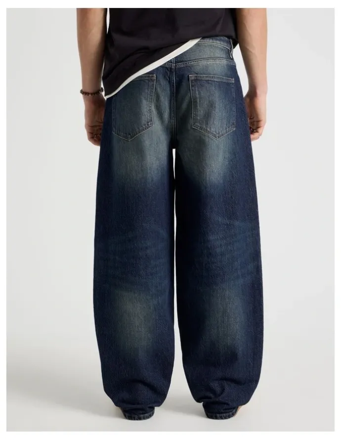 GRAB Barrel Leg Tinted Jeans in Dark Denim