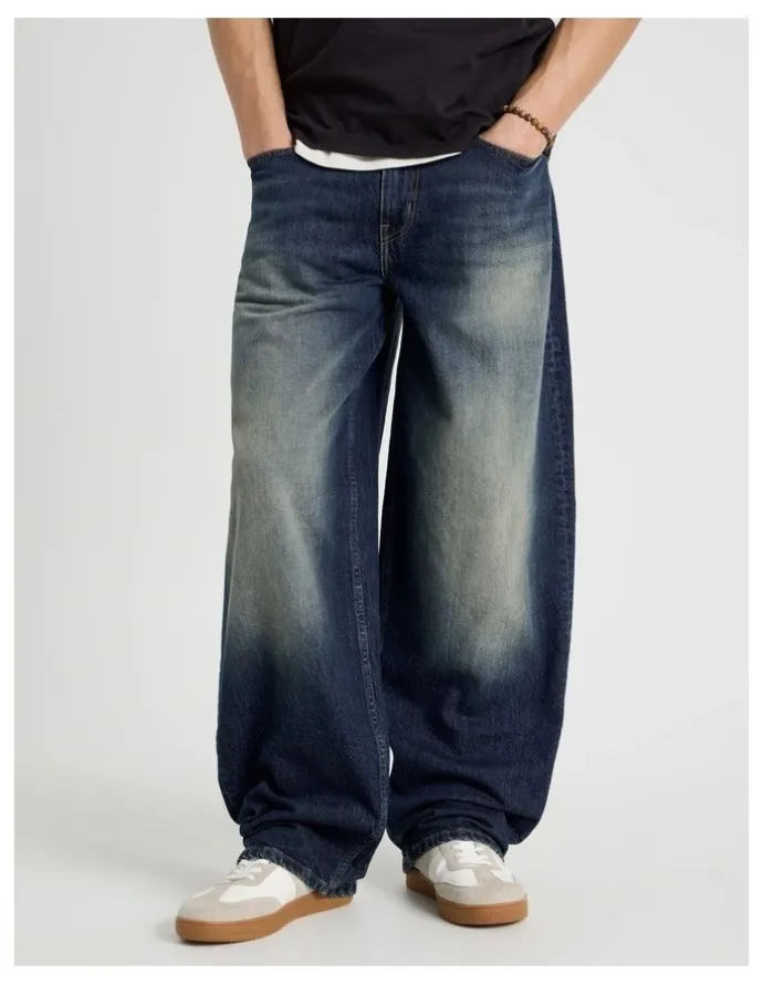 GRAB Barrel Leg Tinted Jeans in Dark Denim