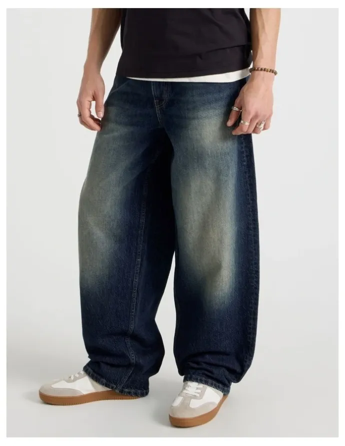 GRAB Barrel Leg Tinted Jeans in Dark Denim