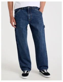 Grab Carpenter Straight Jeans in Dark Denim