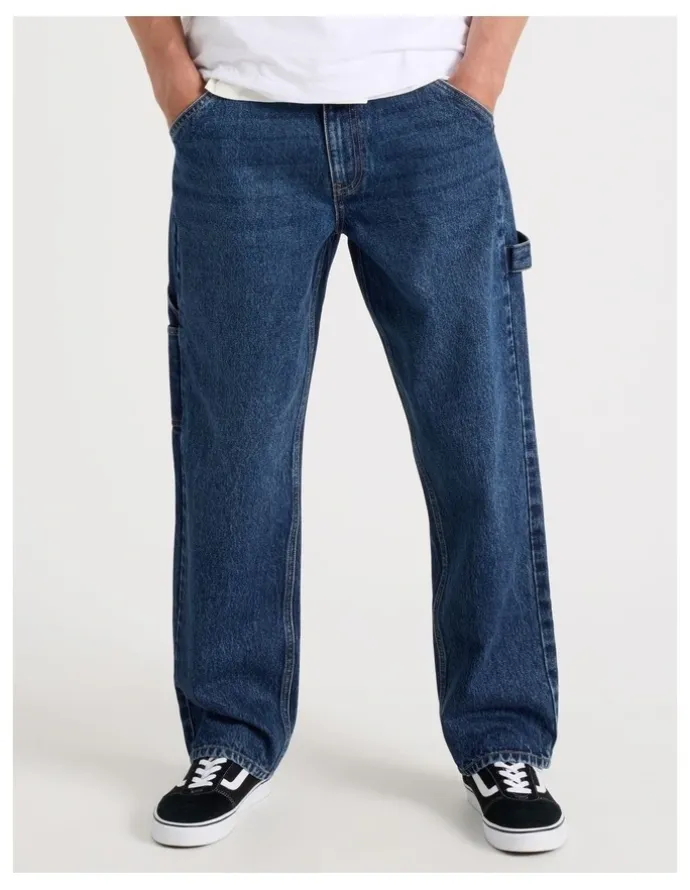 Grab Carpenter Straight Jeans in Dark Denim