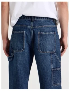 Grab Carpenter Straight Jeans in Dark Denim