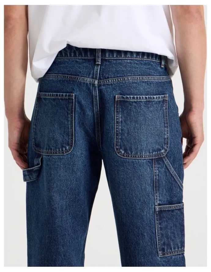 Grab Carpenter Straight Jeans in Dark Denim