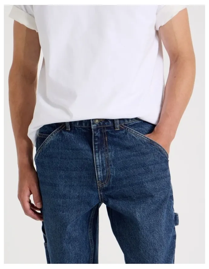 Grab Carpenter Straight Jeans in Dark Denim