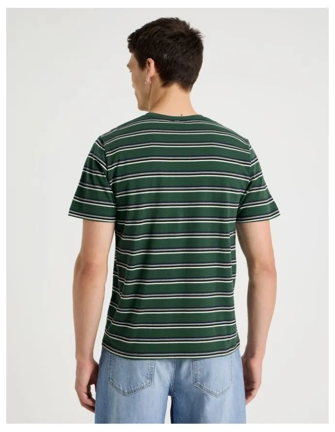 Grab Crew Neck Stripe T-Shirt in EGreen