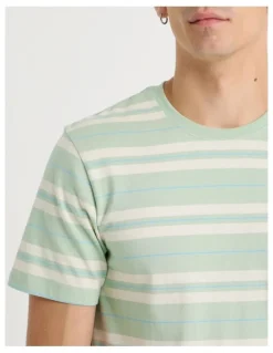 Grab Crew Neck Stripe T-Shirt in Sage