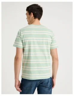 Grab Crew Neck Stripe T-Shirt in Sage