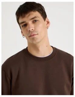 Grab Crew Neck Sweat Top in Brown