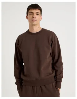 Grab Crew Neck Sweat Top in Brown