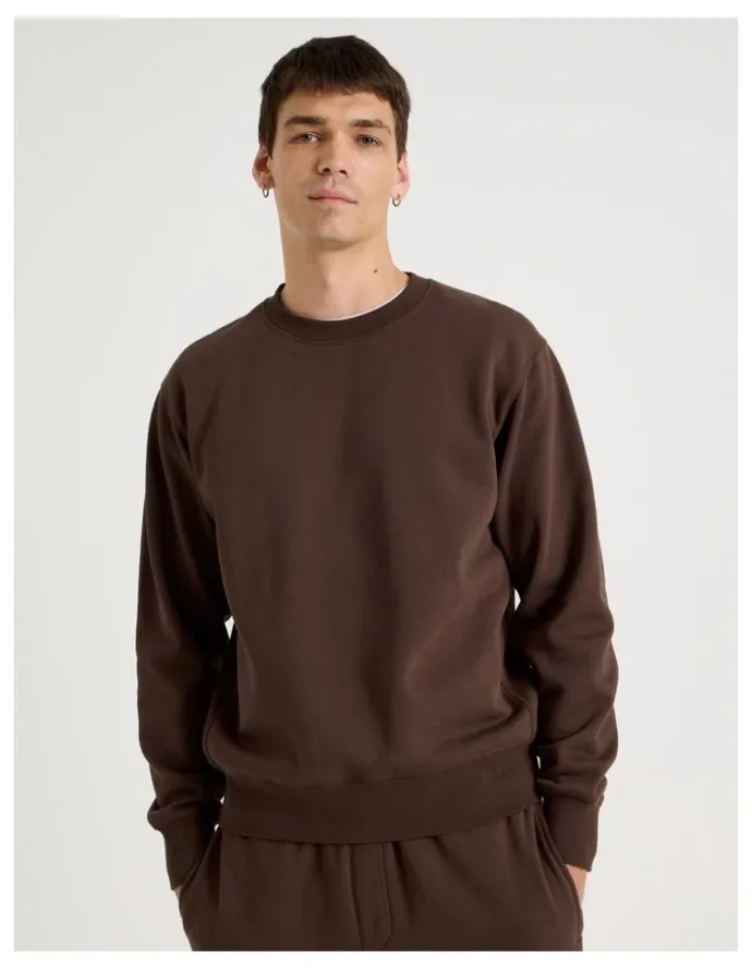 Grab Crew Neck Sweat Top in Brown