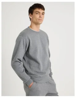 Grab Crew Neck Sweat Top in Charcoal