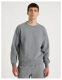Grab Crew Neck Sweat Top in Charcoal