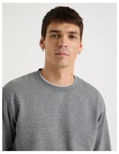 Grab Crew Neck Sweat Top in Charcoal