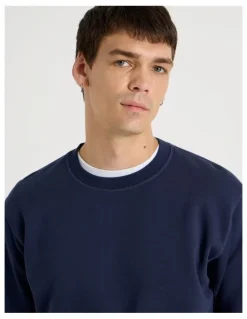 Grab Crew Neck Sweat Top in Navy