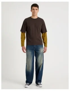 Grab Double Sleeves T-Shirt in Brown