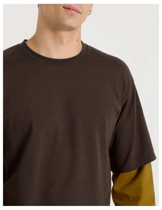 Grab Double Sleeves T-Shirt in Brown