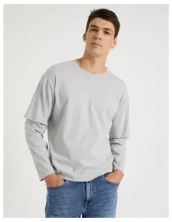 Grab Double Sleeves T-Shirt in Grey Marle