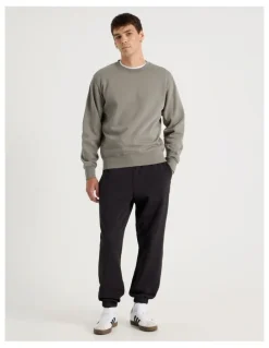 Grab Garment Dyed Crew Neck Sweat Top in Stone