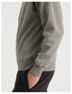 Grab Garment Dyed Crew Neck Sweat Top in Stone