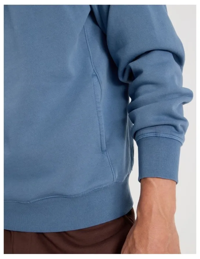 Grab Garment Dyed Relaxed Hoodie in Mid Blues