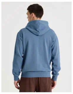 Grab Garment Dyed Relaxed Hoodie in Mid Blues