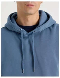 Grab Garment Dyed Relaxed Hoodie in Mid Blues