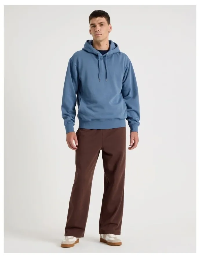 Grab Garment Dyed Relaxed Hoodie in Mid Blues