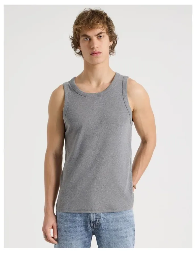 Grab Jersey Rib Singlet in Charcoal