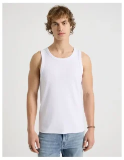 Grab Jersey Rib Singlet in White