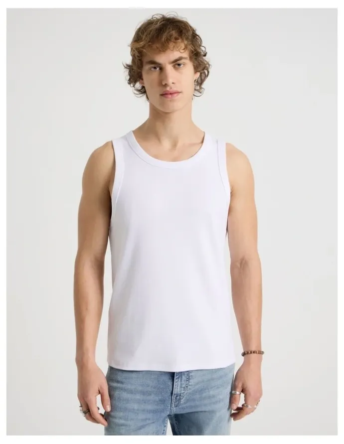 Grab Jersey Rib Singlet in White