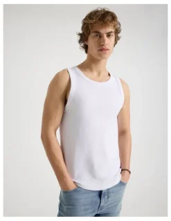 Grab Jersey Rib Singlet in White