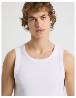Grab Jersey Rib Singlet in White